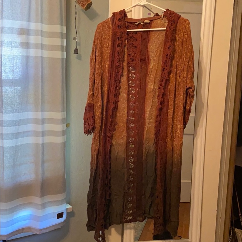 Orange Ombré Cardigan with Hood